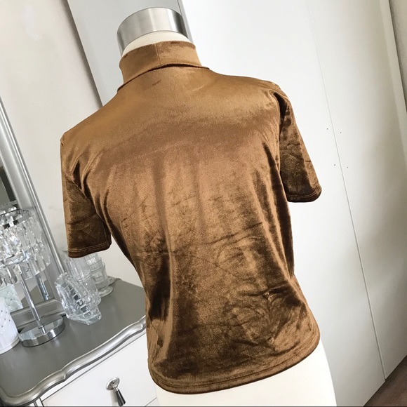 Zara Mock Neck Top Velvet Medium NWOT - Picture 4 of 5
